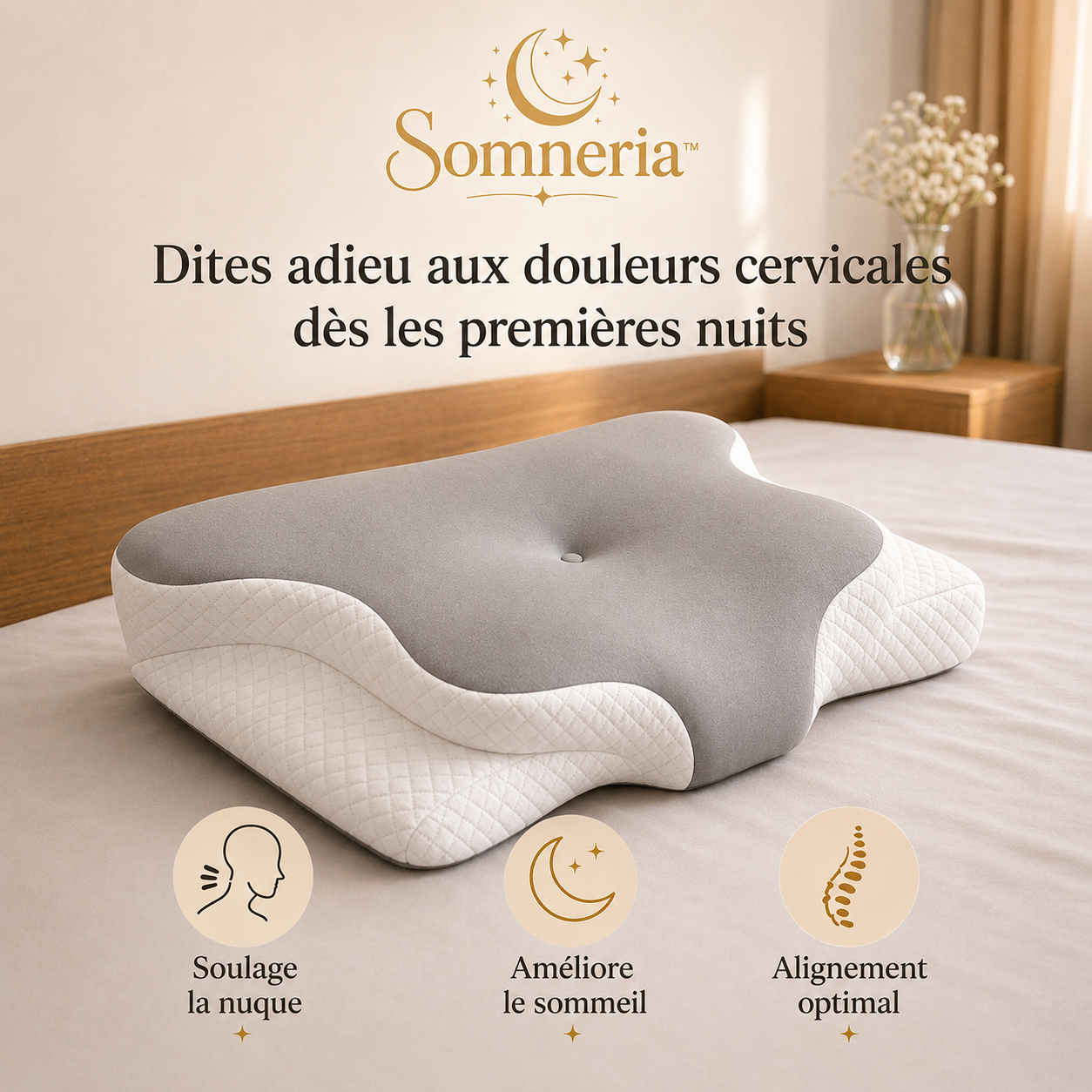 Oreiller ergonomique pour les personnes qui veulent enfin dormir sans douleurs cervicales