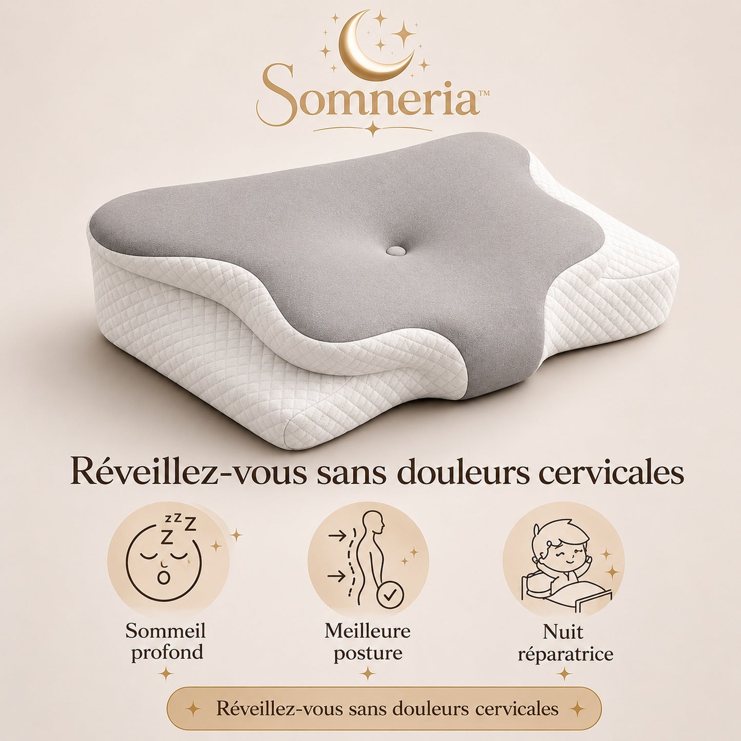 Oreiller ergonomique pour les personnes qui veulent enfin dormir sans douleurs cervicales