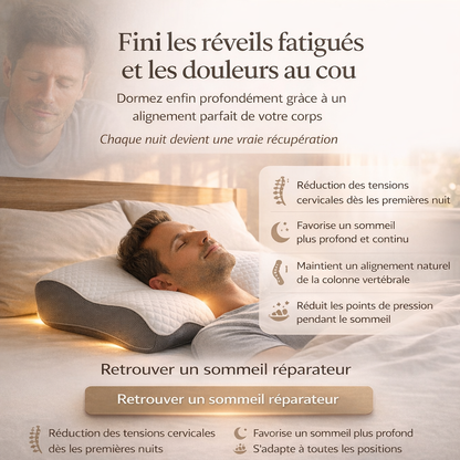 Oreiller ergonomique pour les personnes qui veulent enfin dormir sans douleurs cervicales
